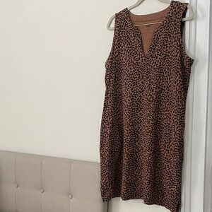 Lands' End Brown Animal Print Dress 14/16 L